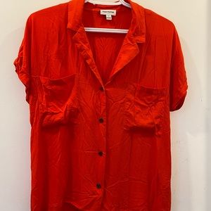 Frank & Oak Red Short Sleeve Blouse Size M